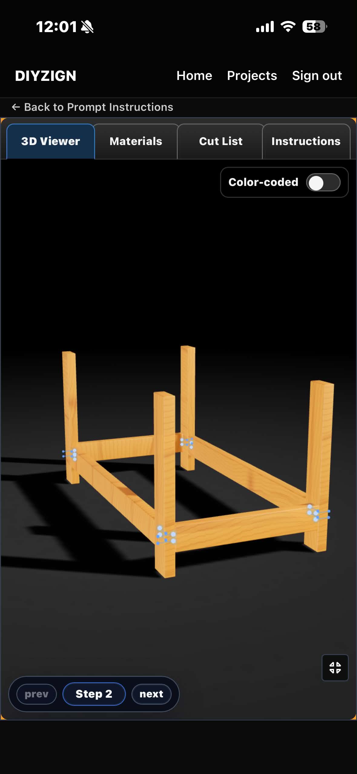 3D assembly instructions, step 2