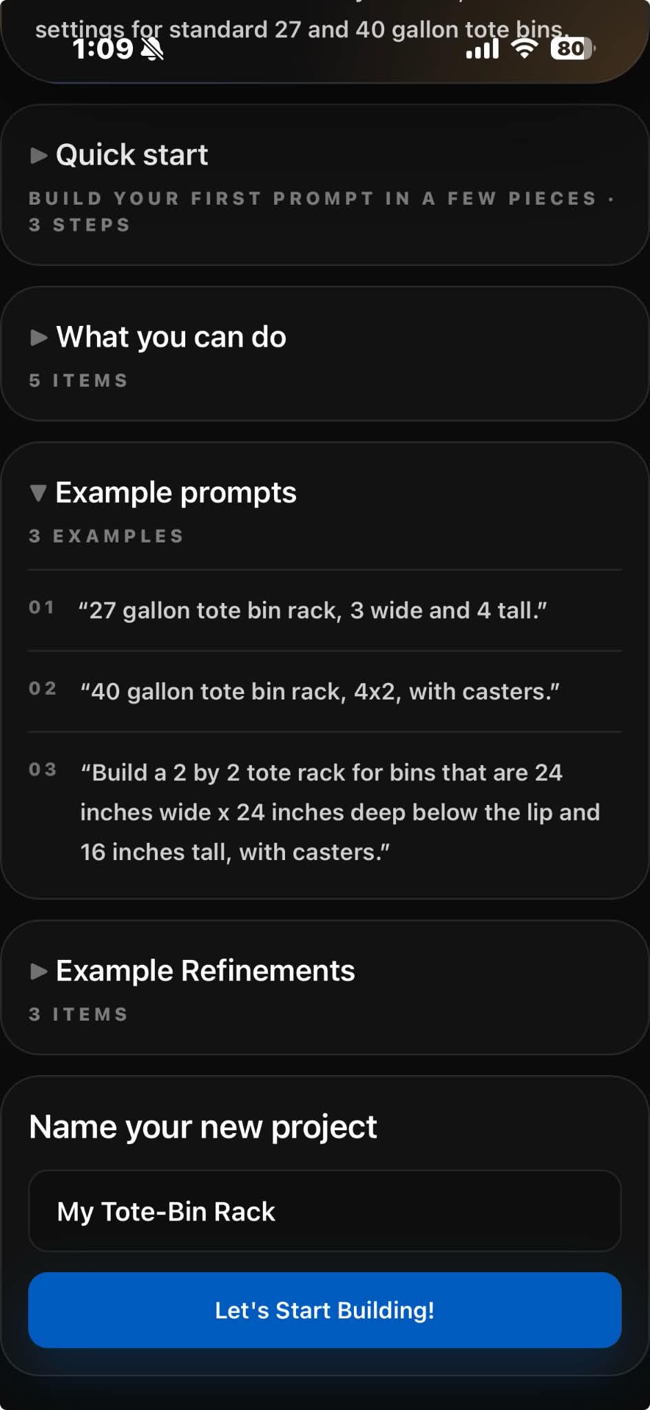 Prompt instructions, step 2